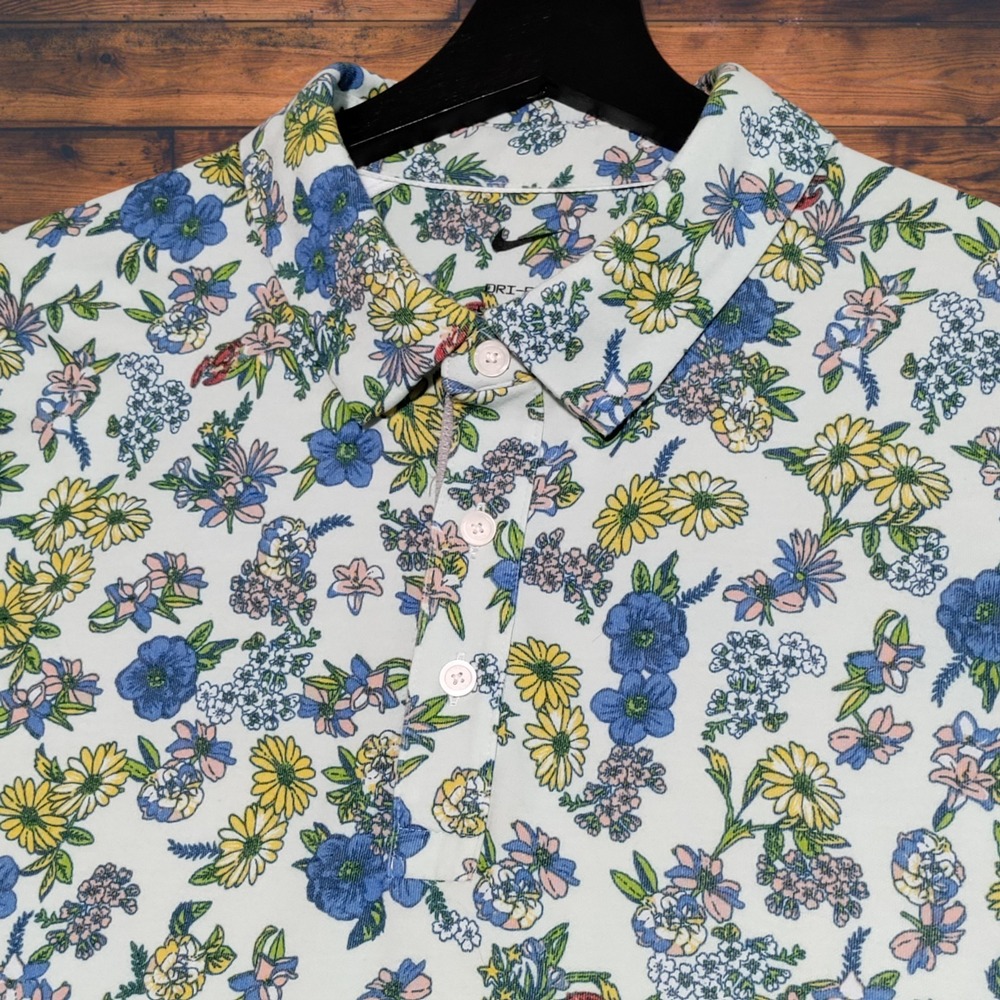 Nike Tour Dri-FIT Player Floral Golf Polo Shirt Mens LARGE Colorful DH0940 394